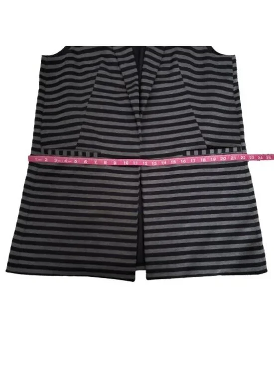 The Limited Women's Navy Blue/Gray Striped Open Front Long Vest Cardigan Sz XL - Picture 12 of 14